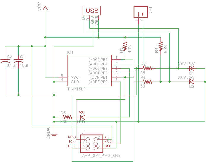 Схема подключения attiny85