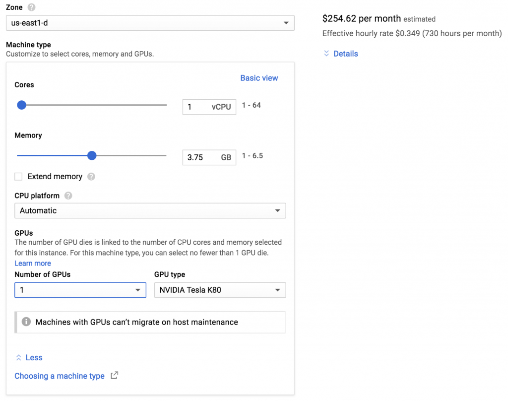 google cloud platform tensorflow gpu